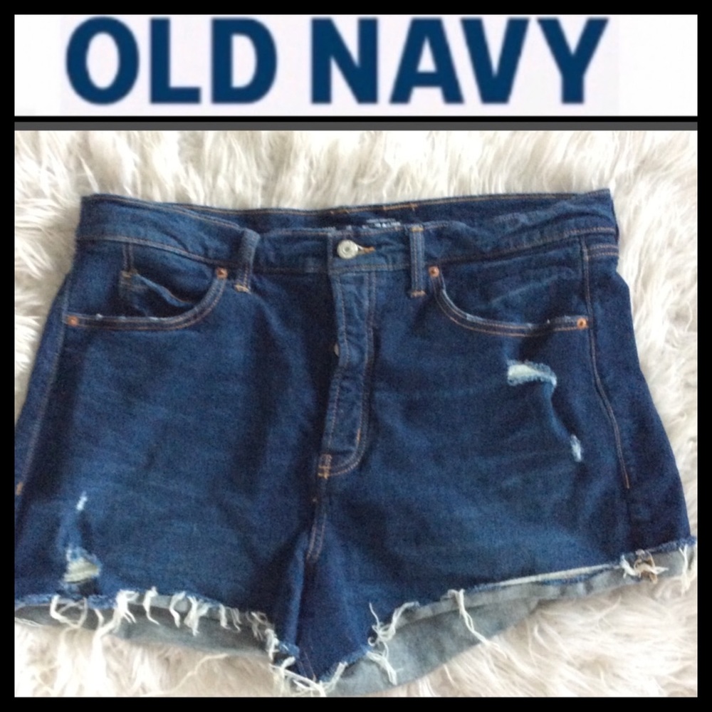 Old Navy Sky Hi A Line Distressed Denim Shorts - Picture 1 of 4